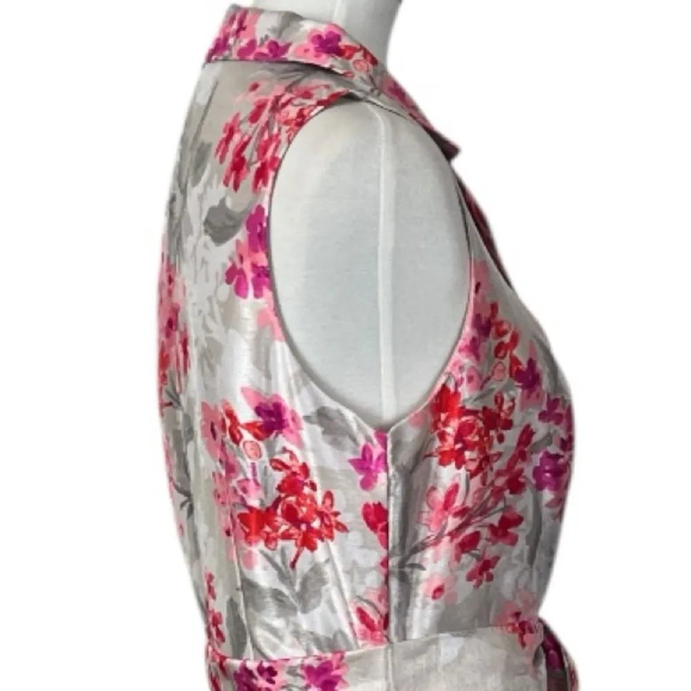 Jessica Howard New Fit Flare Dress Full Skirt Gray Pink Floral Women’s Size 10 - Image 8