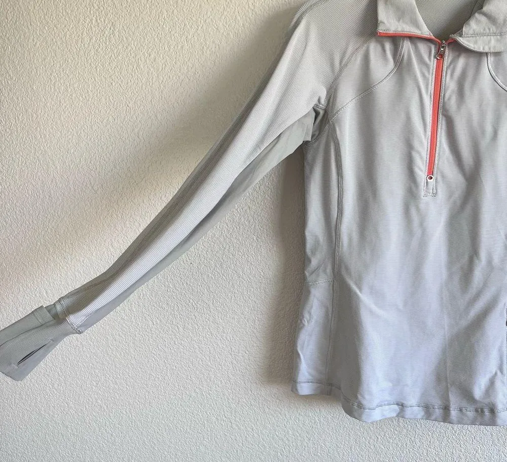 Lululemon Race With Grace 1/2 Zip II Wee Stripe White Silver Spoon - Image 4
