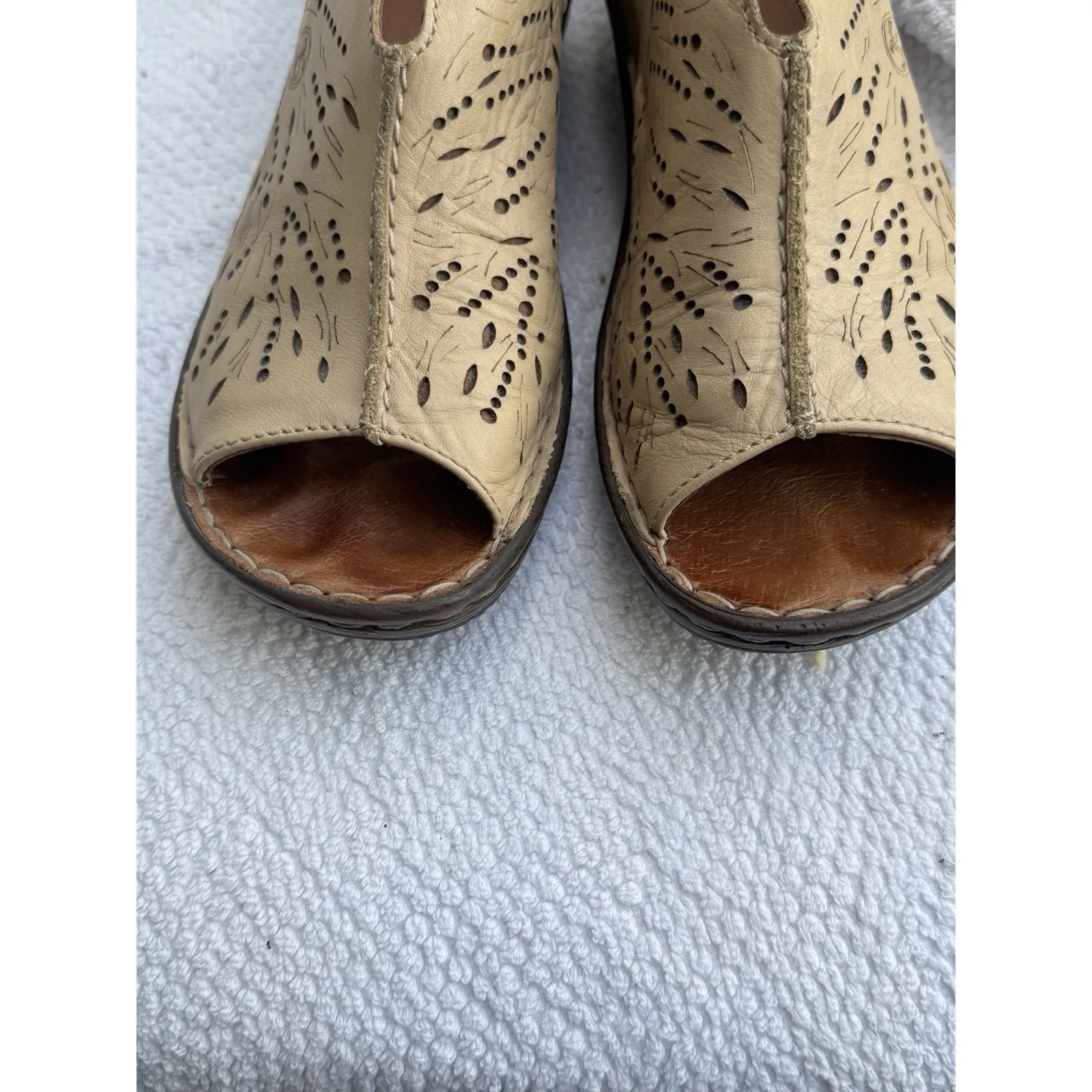 Josef Seibel Women's Slip On Leather Mules‎ Open Toe Sandal Size 39 US 8 Tan - Image 2