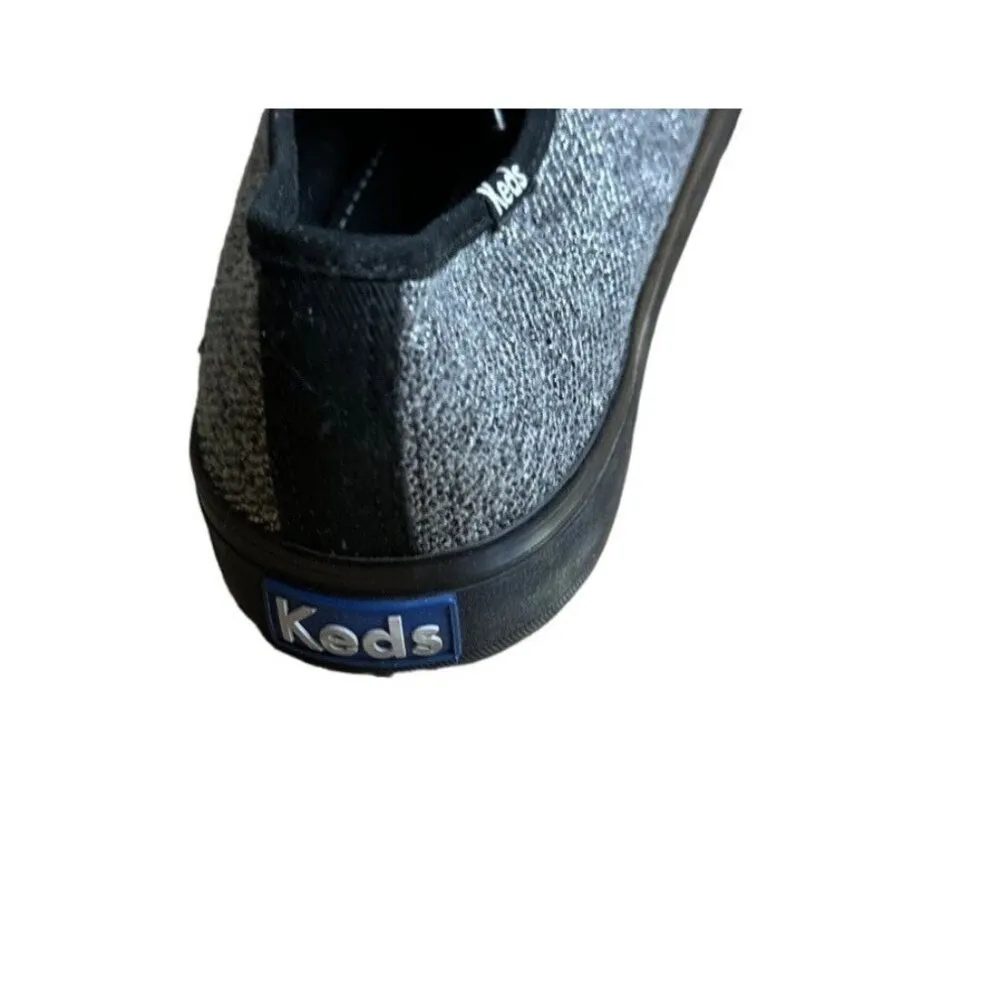Keds Designer Lace Up Metallic Silver Sweatshirt Sneakers Low Top Shoes - Image 8