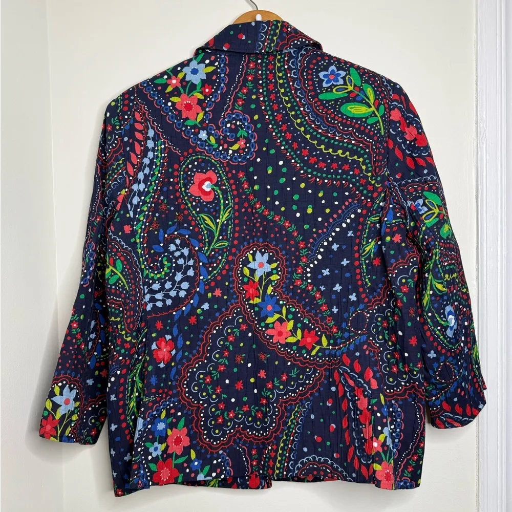 Alfred Dunner Floral Paisley Open Front Blazer Jacket Women’s Size 12 Bold Artsy Red - Image 4