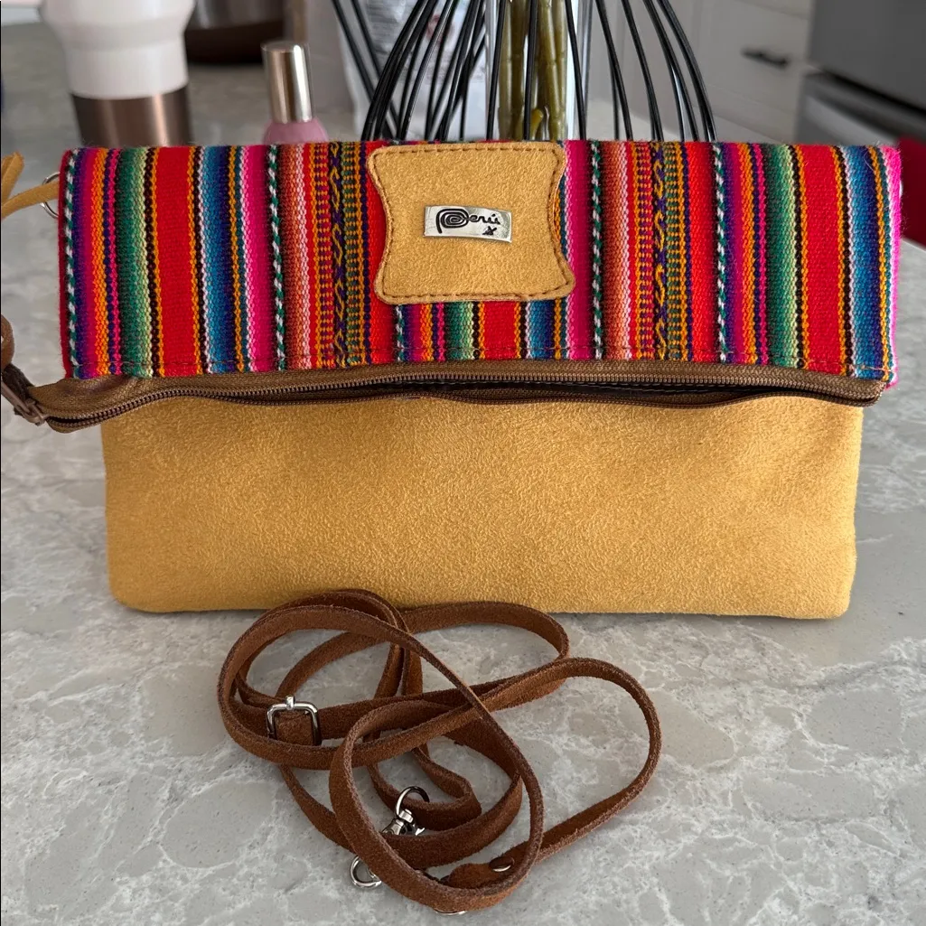 Peruvian foldover clutch bag with a colorful rainbow - Image 6