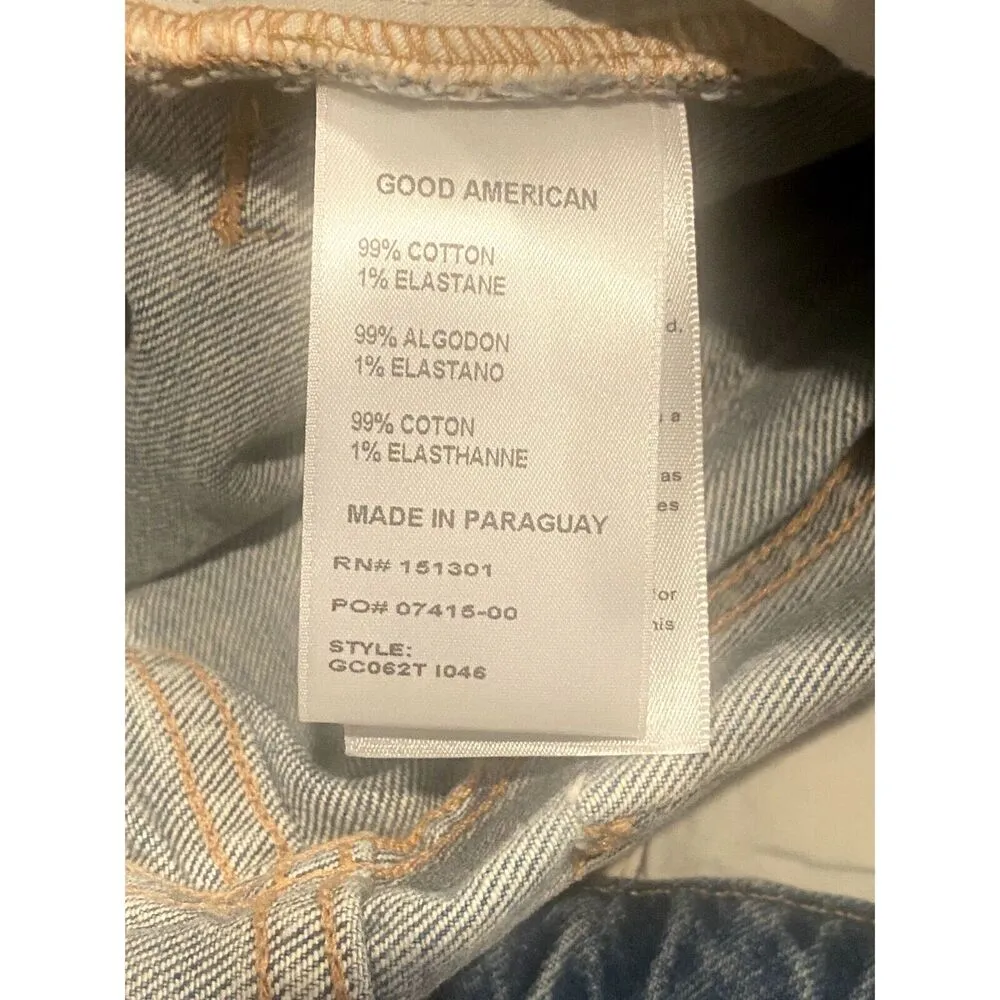 NWT Good American Classic Straight Leg Distressed Jean High Rise 4 27 Blue #3073 - Image 8