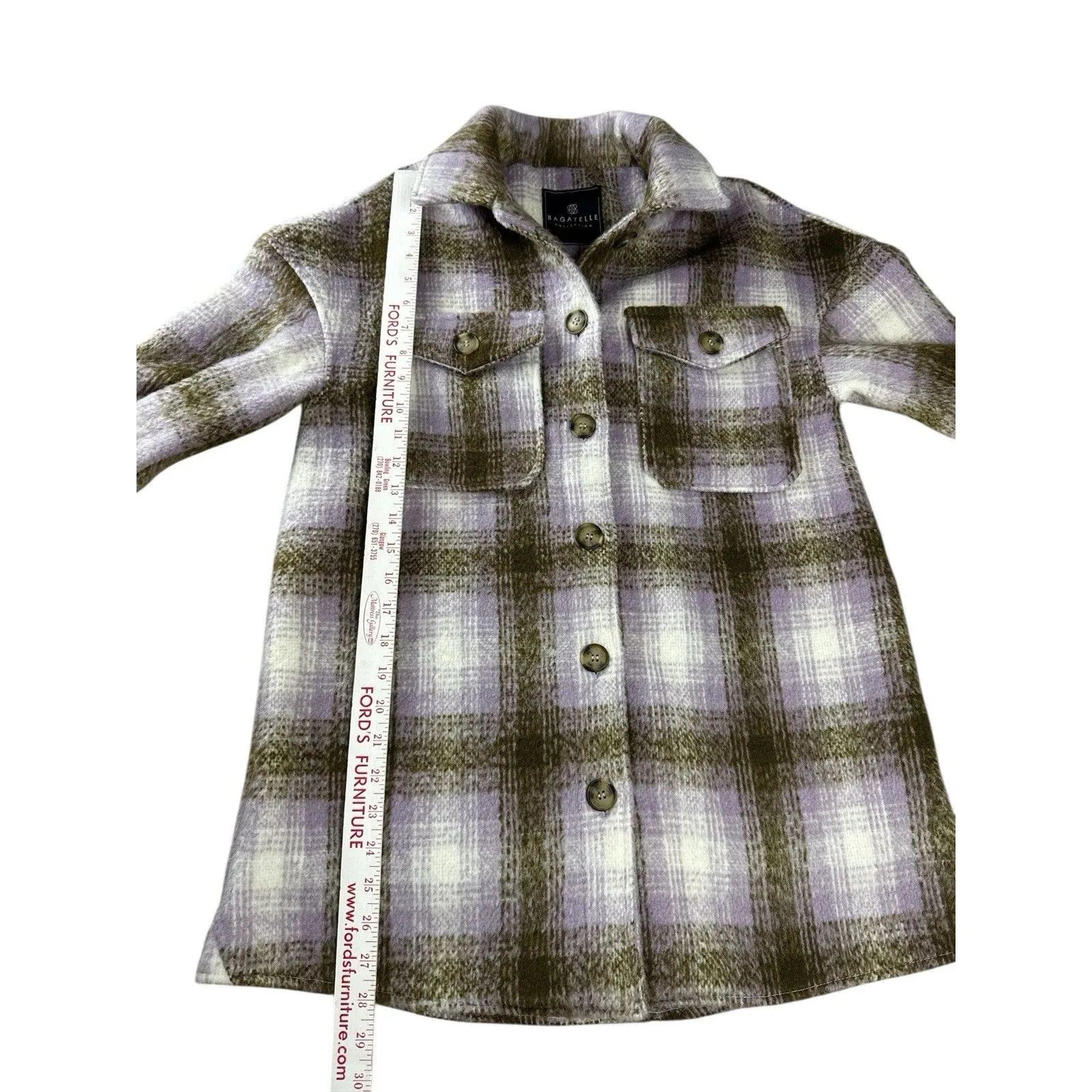 Bagatelle Collection Plaid Shacket XS Brown Purple Button Up Cabincore Jacket - Image 6