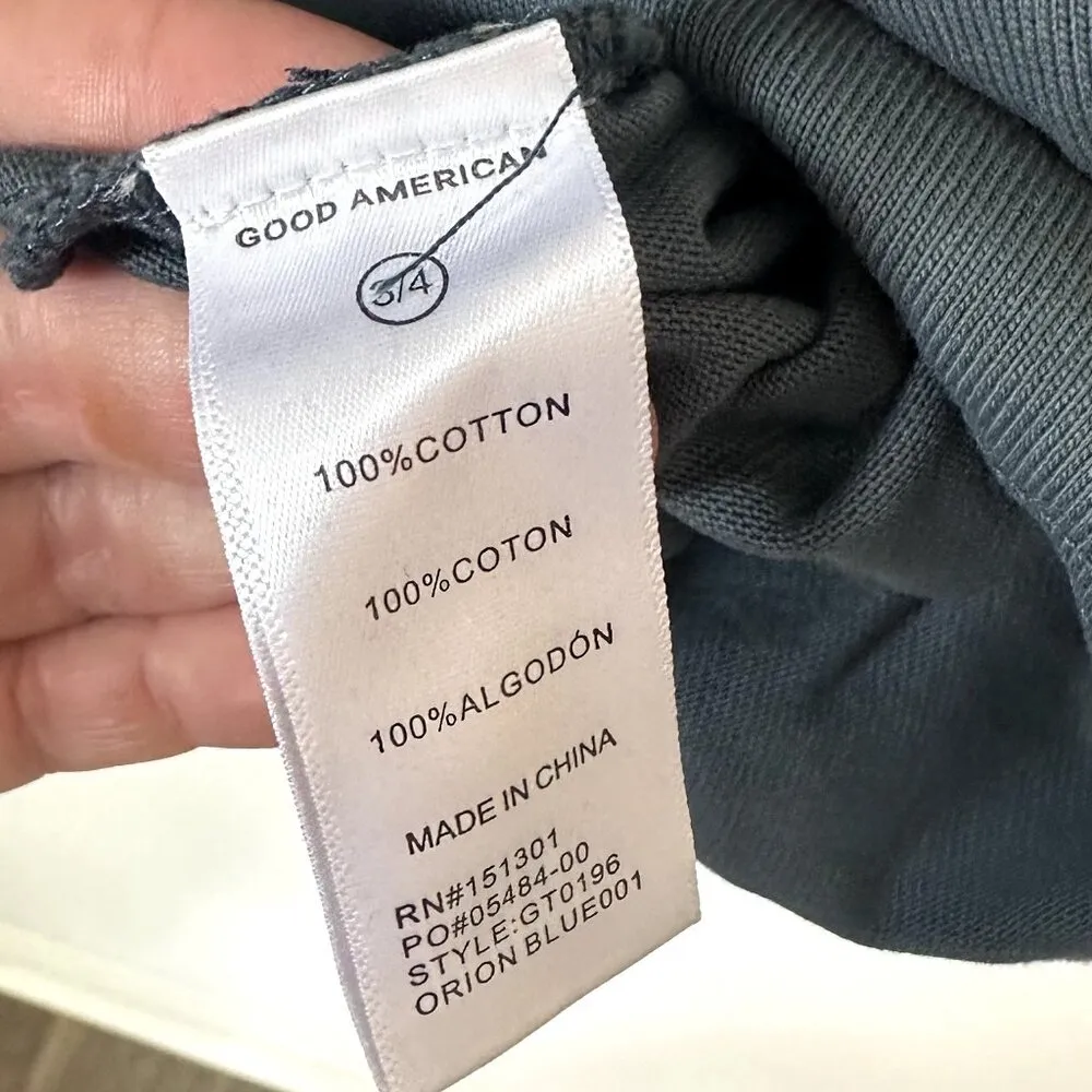 NWT Good American Teal Garment Dye Long Sleeve Crew Tee - Size 3/4 (L/XL) - Image 4