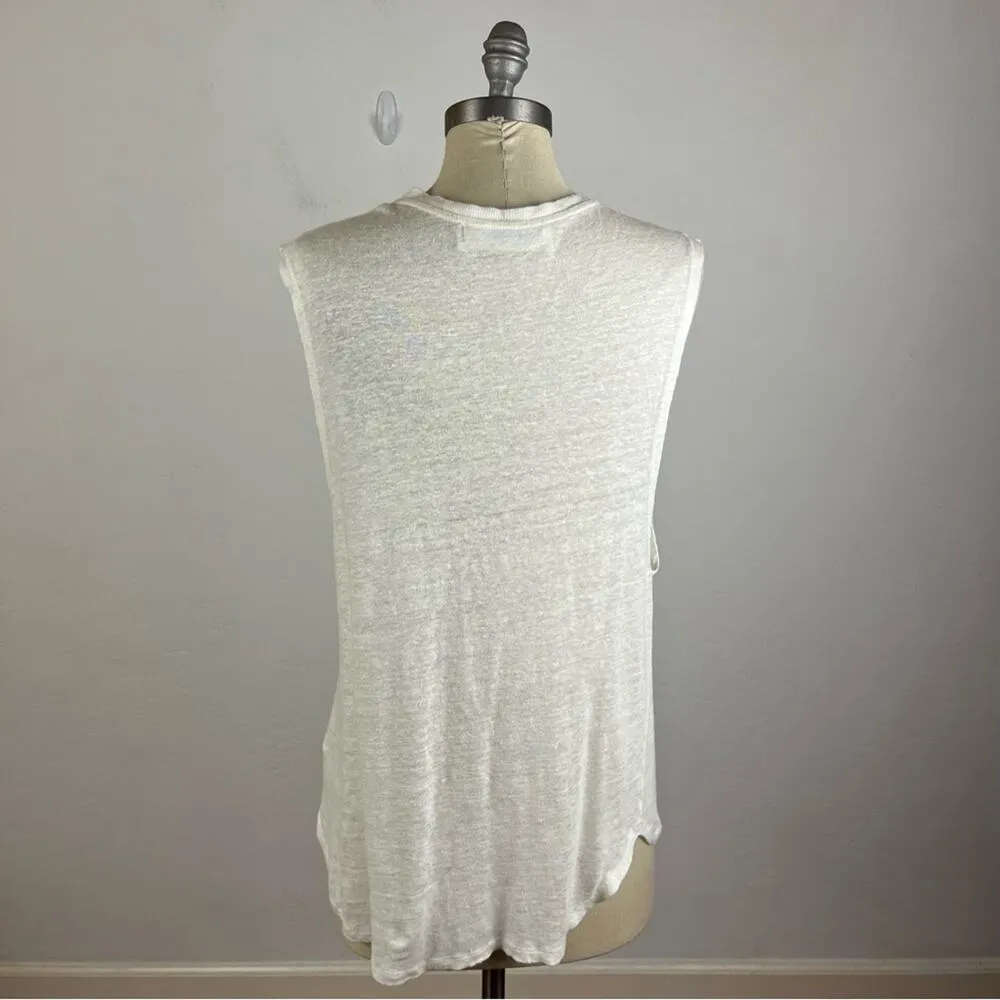 IRO Jeans White Black Geometric Linen Top Medium - Image 5