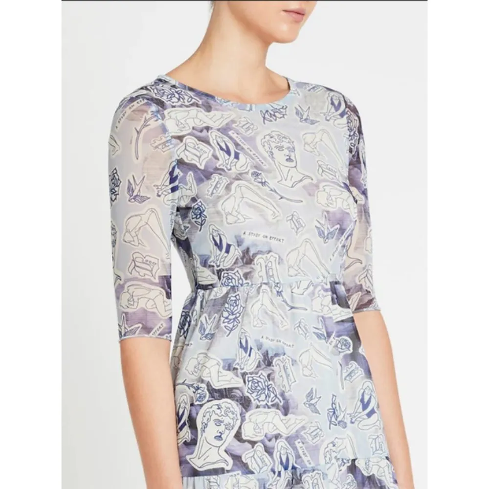 💕BAUM UND PFERDGARTEN💕 Jones Dress Mesh ~ Lilac Rose Tattoo Large Shift - Image 5