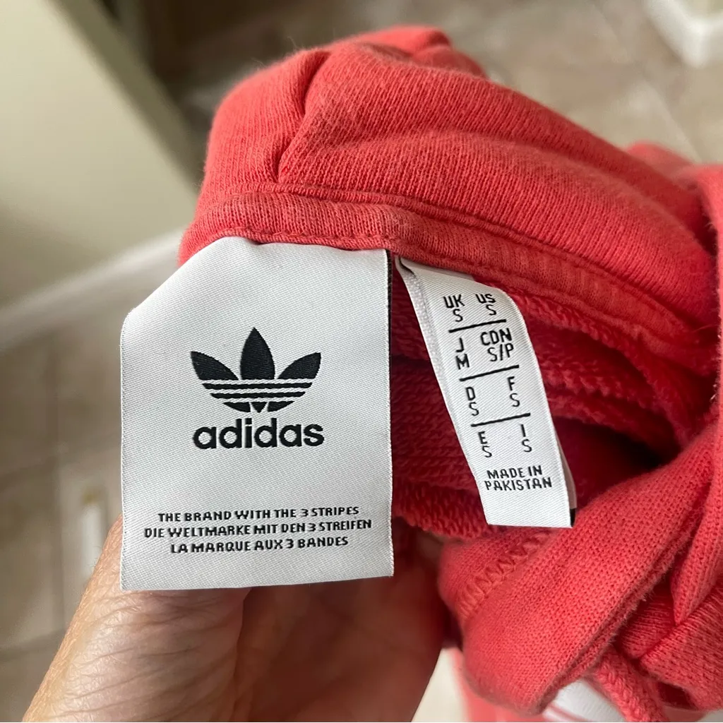 Adidas Originals Hoodie Women Small Coral  Trefoil‎ Logo Sweatshirt Pullover S - Image 5