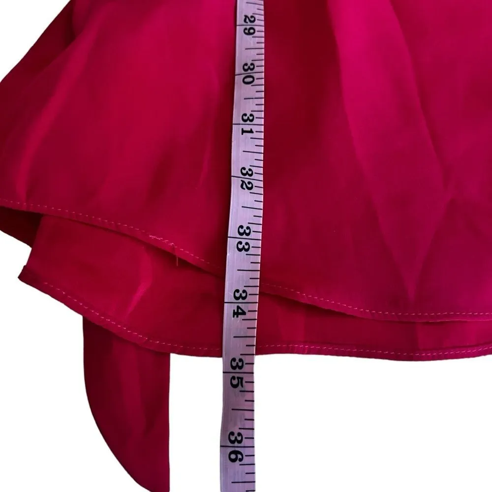 Amanda Uprichard 100% Silk Red Waist Tie Shirt Mini Dress Size Small - Image 8