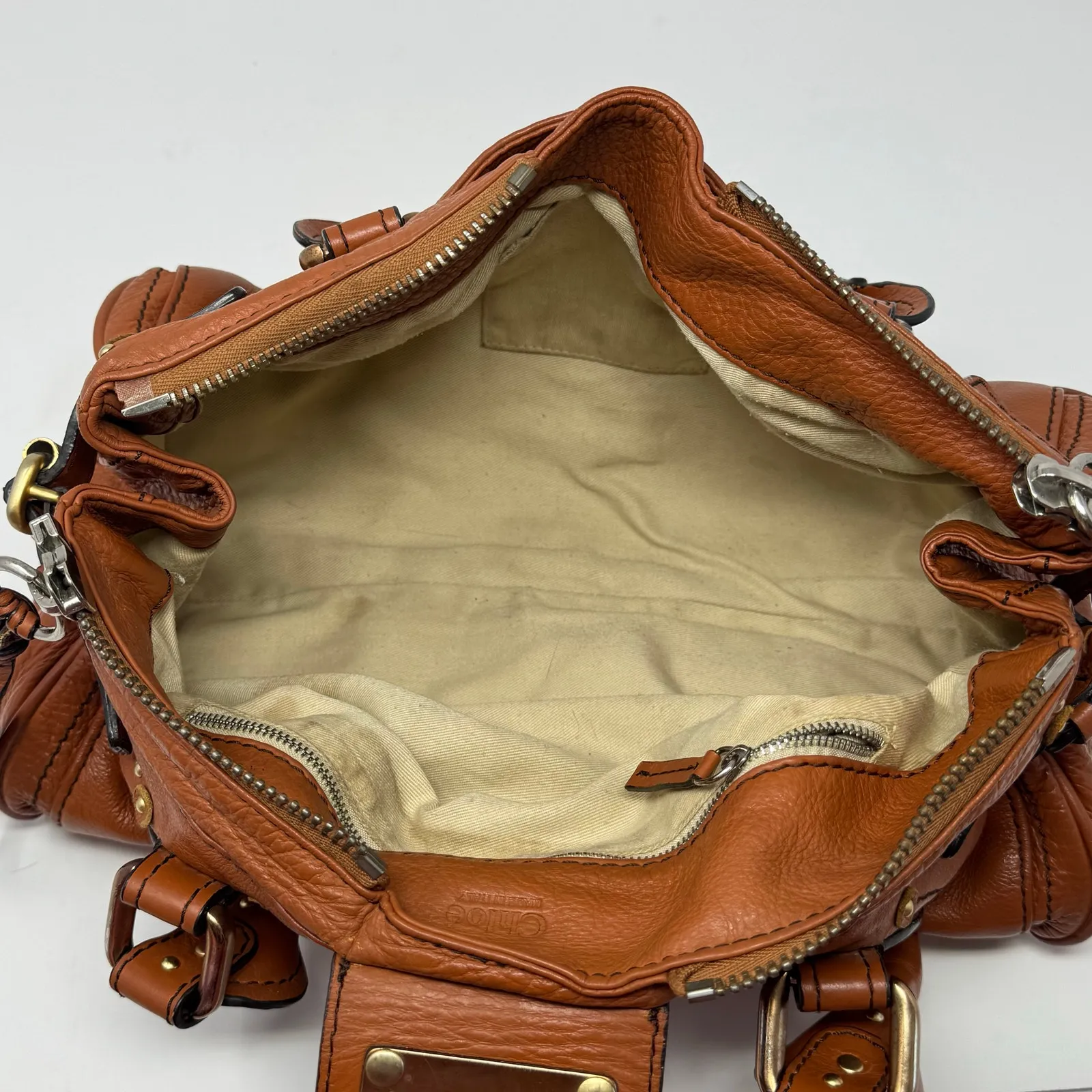 Chloe Paddington Brown Leather Satchel Bag with Padlock - Image 10