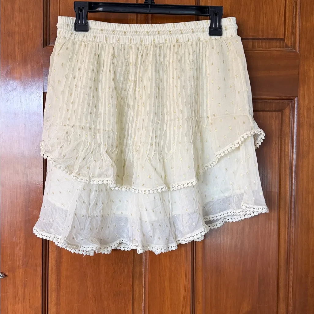 Anthropologie TRYB Ivory Swiss Dot Tiered
Mini Skirt Boho Cottagecore Small Size M - Image 5