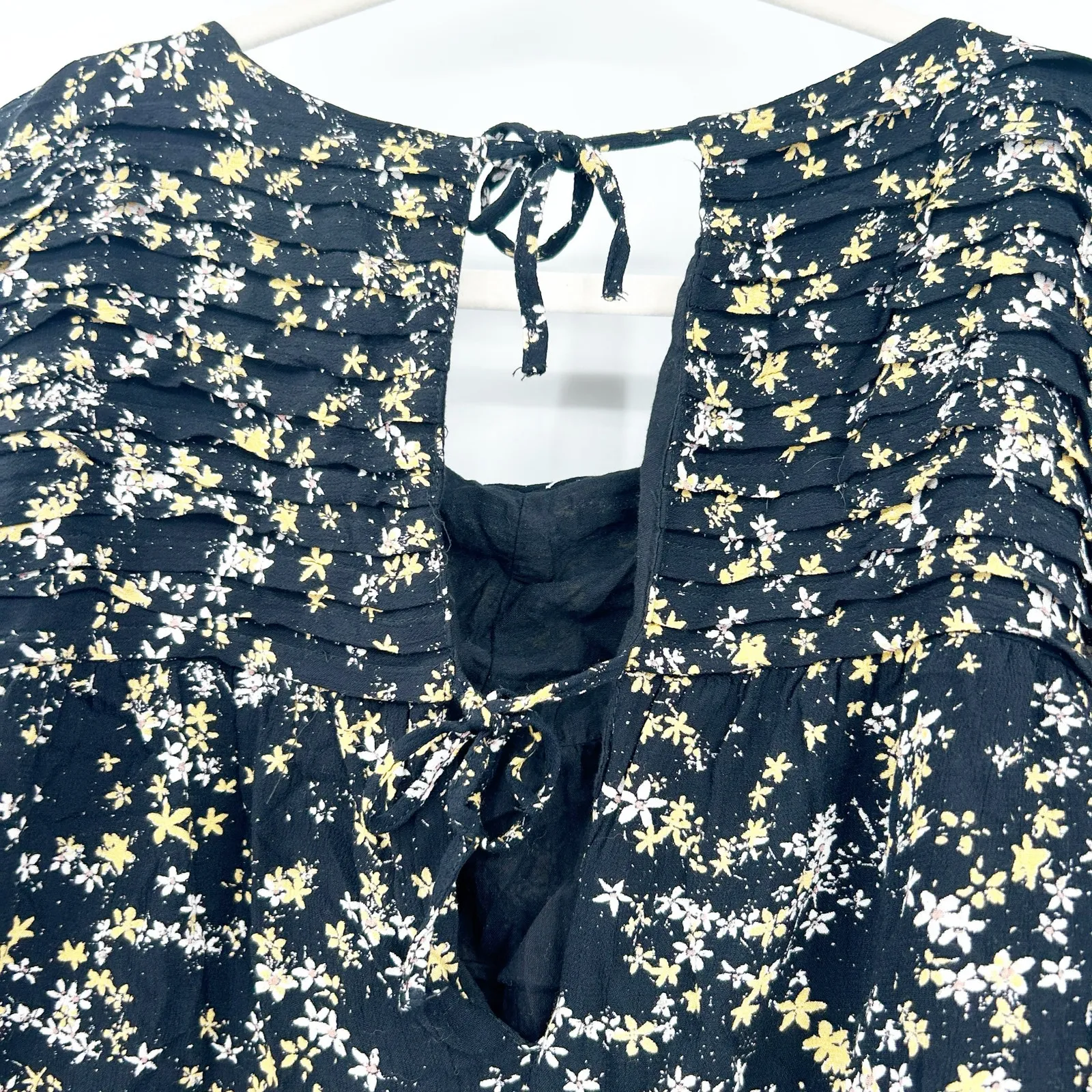 Free People Intimately Womens Dessa Puff Sleeve Ditsy Floral Blouse Bodysuit L‎ - Image 9