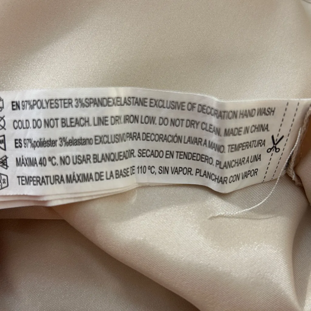 Champagne Silky off shoulder Crop with wide black shoulder bow ties - Image 9