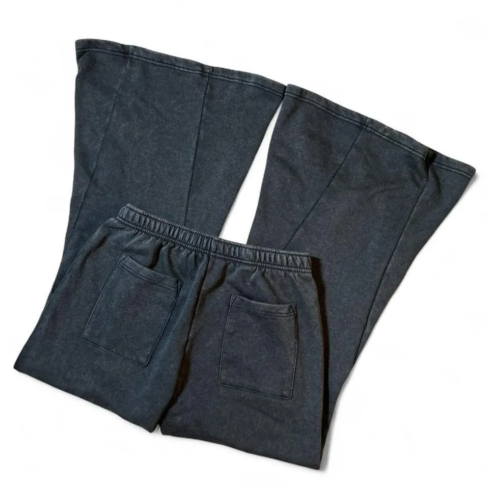 Y2K Out From Under Black Wash Flare Sweatpants Lounge Pants Womens Size L - Image 3