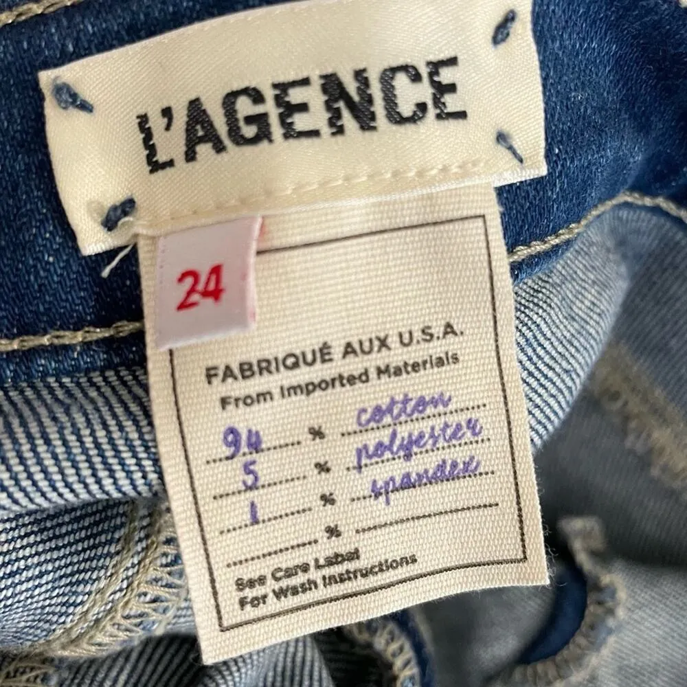 L'AGENCE Women’s El Matador Glitter-Coated Stretch Slim-Fit Jeans Sz 24 - Image 8