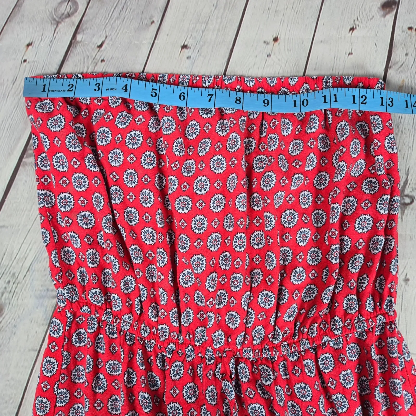 Bebop Red Floral Print Strapless Maxi Dress Drawstring‎ Waist Bohemian Beach - Image 9