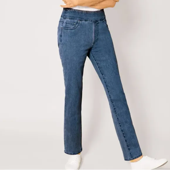 DenimEase Flat-Waist‎ Pull-On Jeans - Image 2