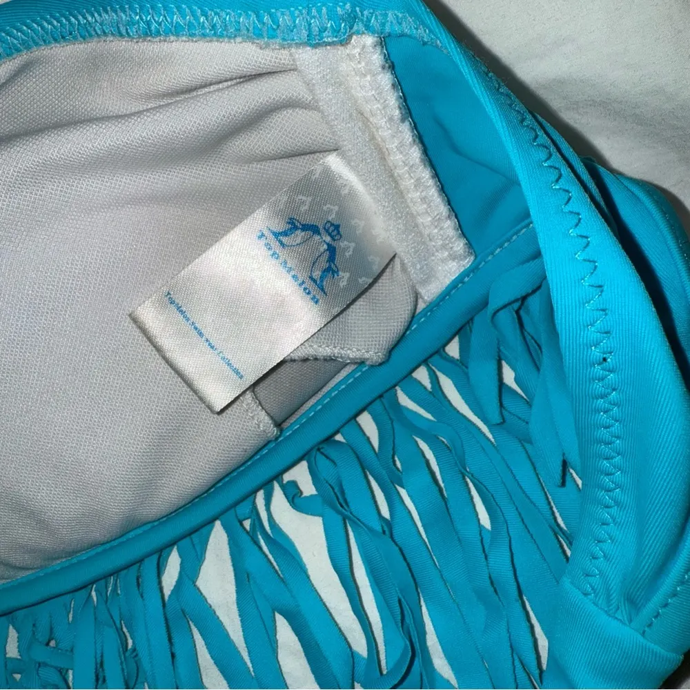 SHEIN Blue Fringe Bandeau Bikini Top Size M - Image 3