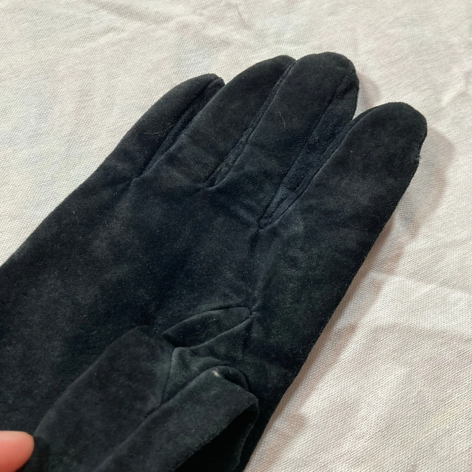 Vintage Unbranded Womens XL Black Suede Lined Driving Gloves Winter Gift Holiday - Image 4