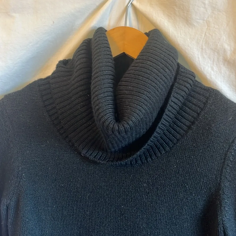 Brooklyn Industries Acrylic Wool Large Cowl Neck Long Sleeve Tunic Sweter Black Size XS - Image 2