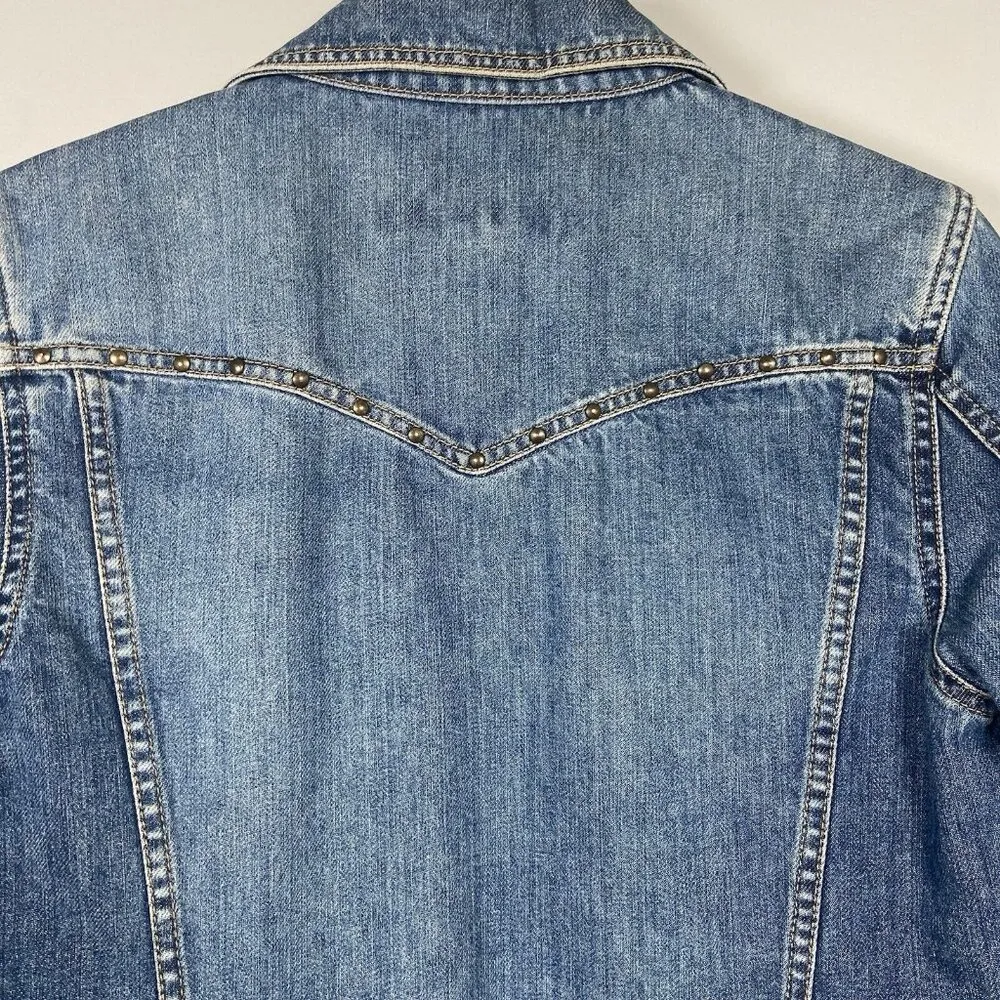 Abercrombie & Fitch‎ Denim Jacket Women’s M Blue Jean Studs Y2K Trucker Western - Image 7