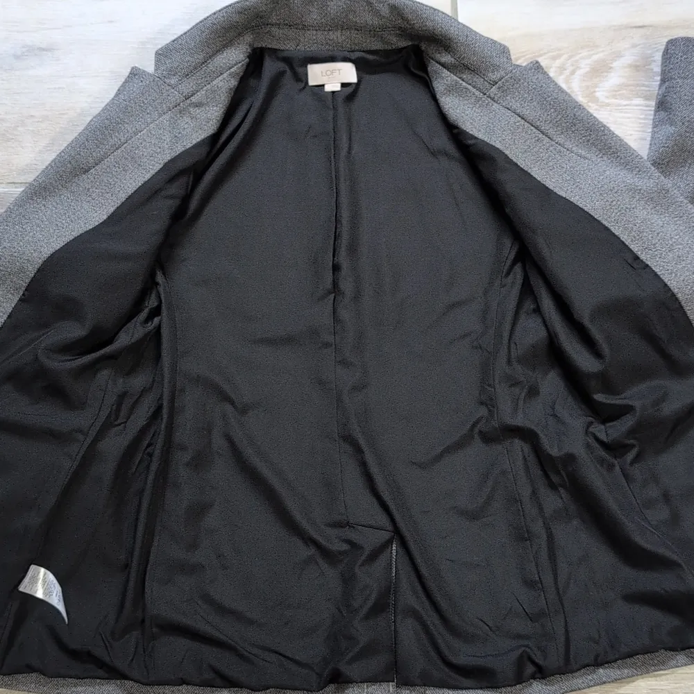 Loft Notched Collar Single Button Blazer Jacket | Loft Herringbone Blazer - Image 9