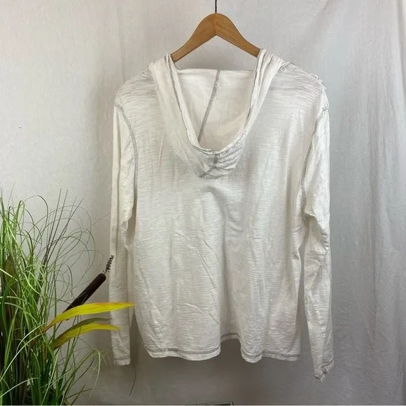Free Planet Ivory Long Sleeve Hoody Tee T Shirt Top L - Image 2