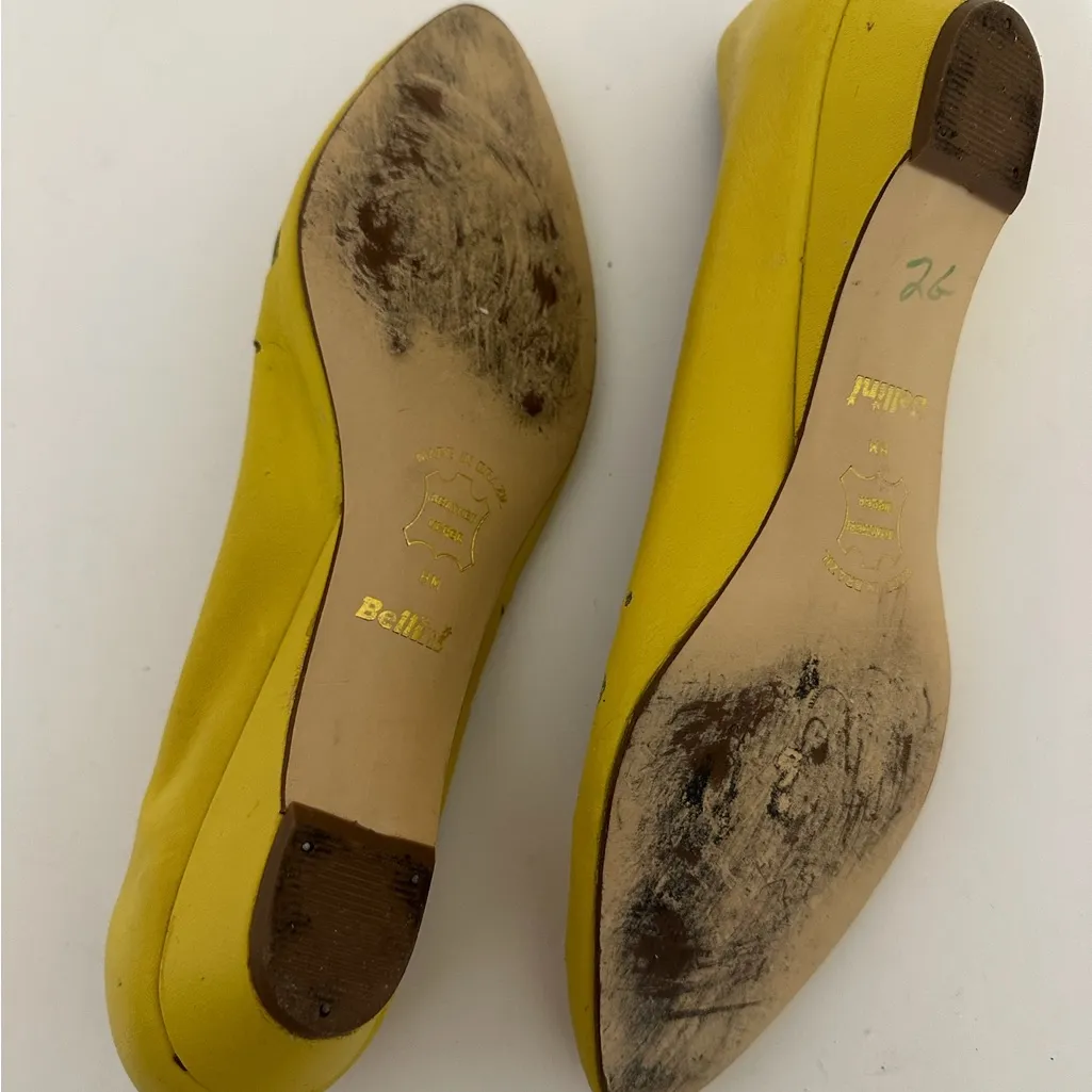 Bellini Yellow Leather Cutout Flats Pointed Toe Size 8M - Image 7