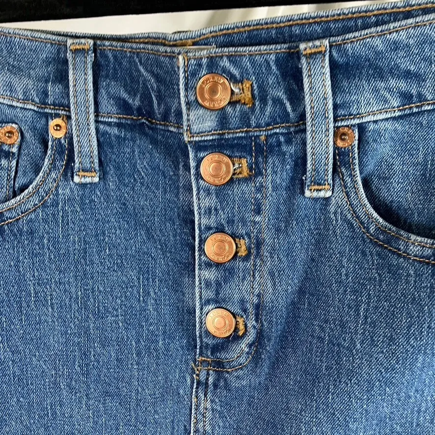 J Crew Denim Skirt Button Front Mini‎ Skirt Women's Size 28 Blue Jean Classic - Image 3