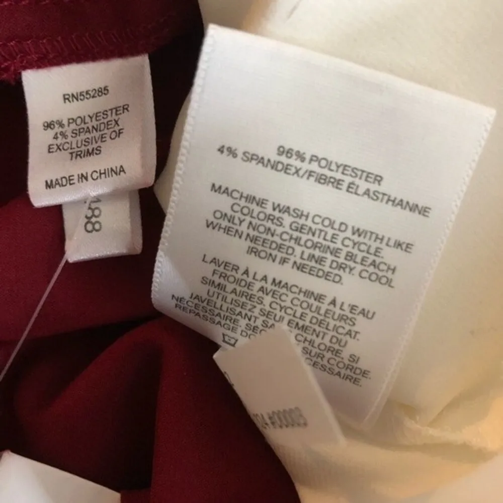 EXPRESS Silky Tops Burgundy Ivory Size Medium Pullover Popover TWO SHIRTS - Image 8