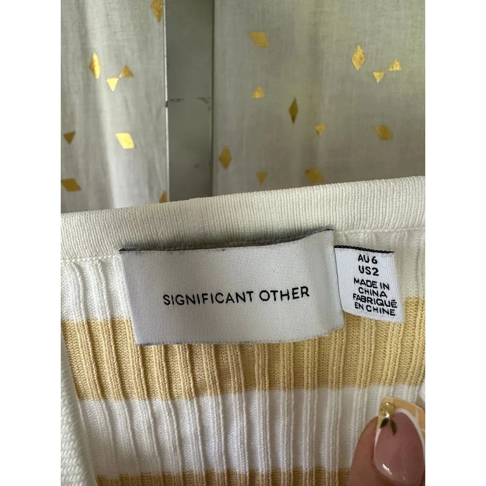 NWOT Significant Other Blair Almond Cream Stripes Knit Sweater Revolve Top 2 White - Image 5