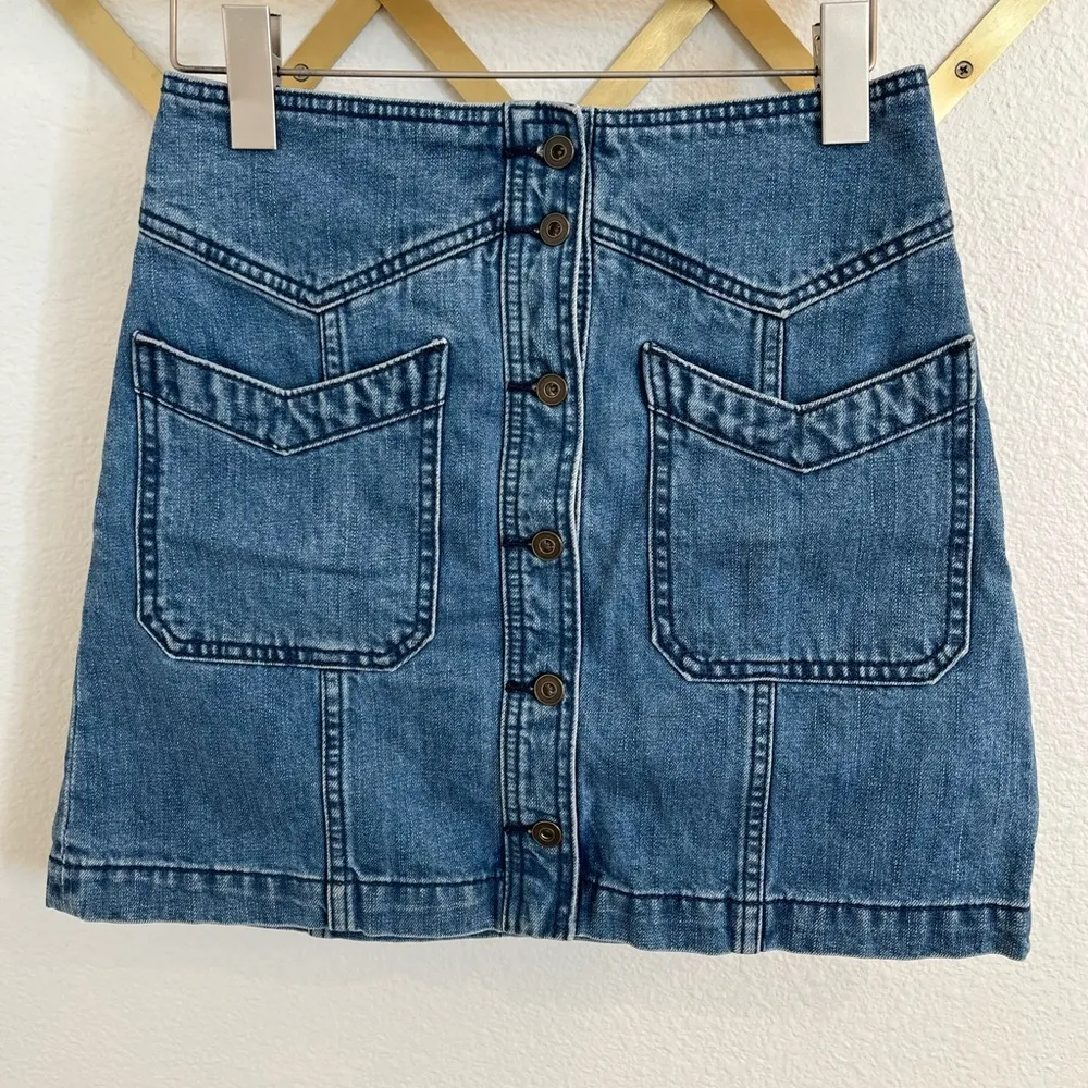 Free People We The Free Come a Little Closer Denim Mini Skirt 2 - Image 3