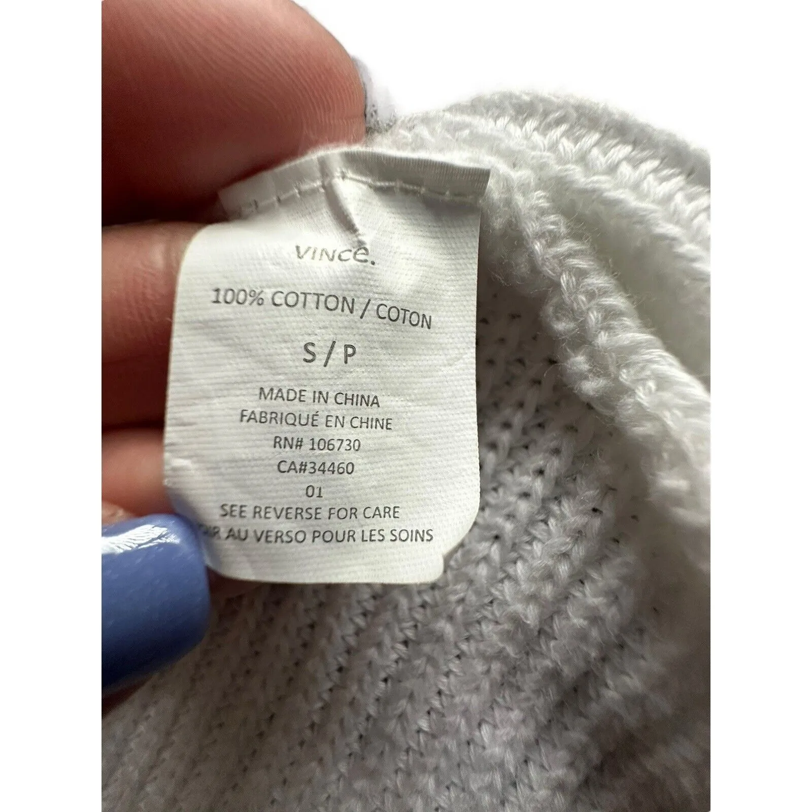 Vince Women's Size Small Weave Knit Shawl Collar Open Cardigan Sweater White M11 - Image 8