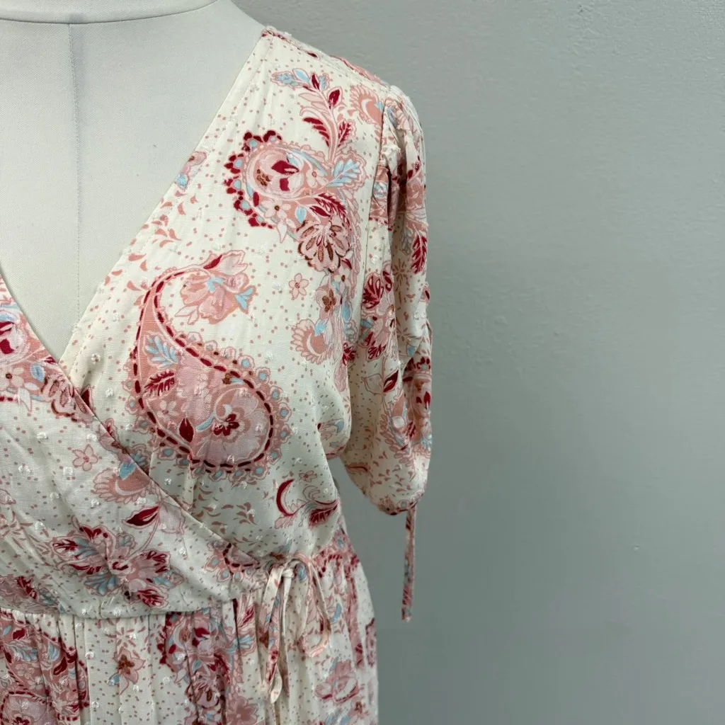 Torrid Light Pink Paisley Midi Swiss Linen Surplice Dress - New - Size 26 (4) - Image 5