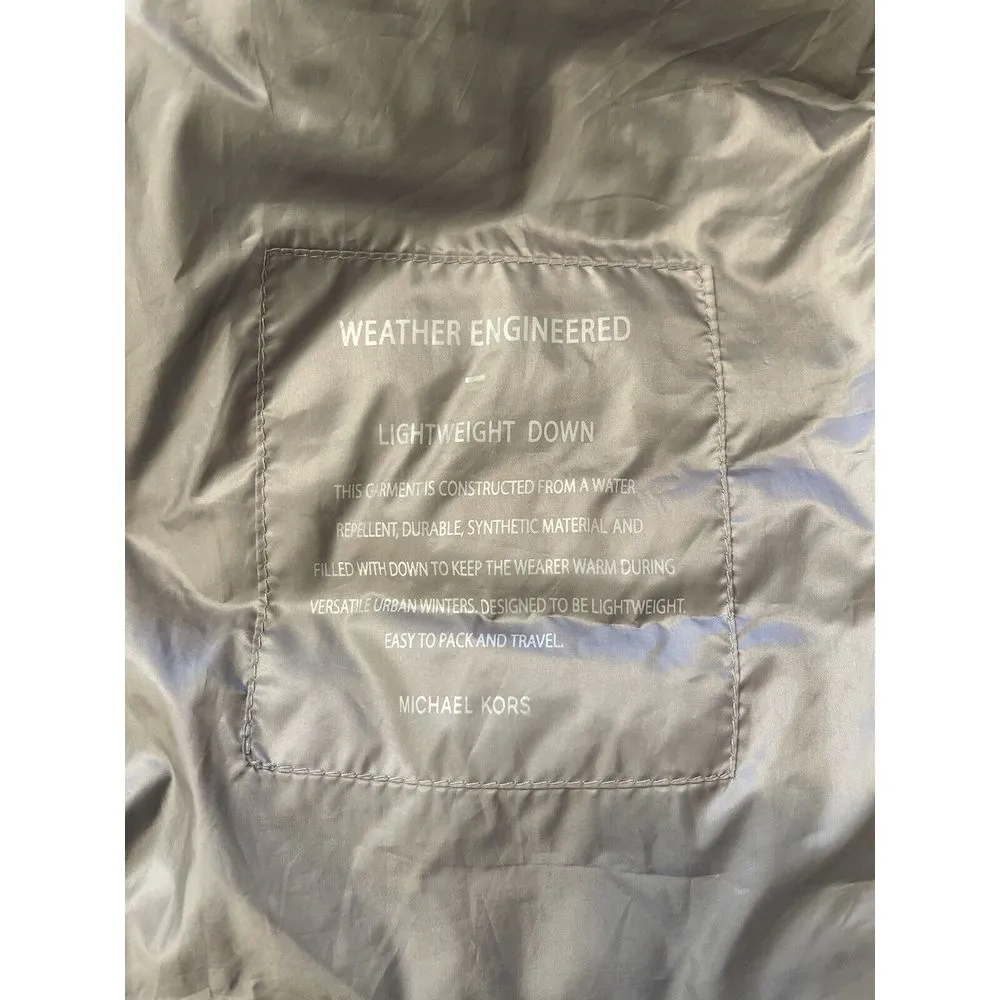 Michael Kors Vest Down Quilted Gold‎ Brown Medium Pockets Lightweight Full Zip - Image 8