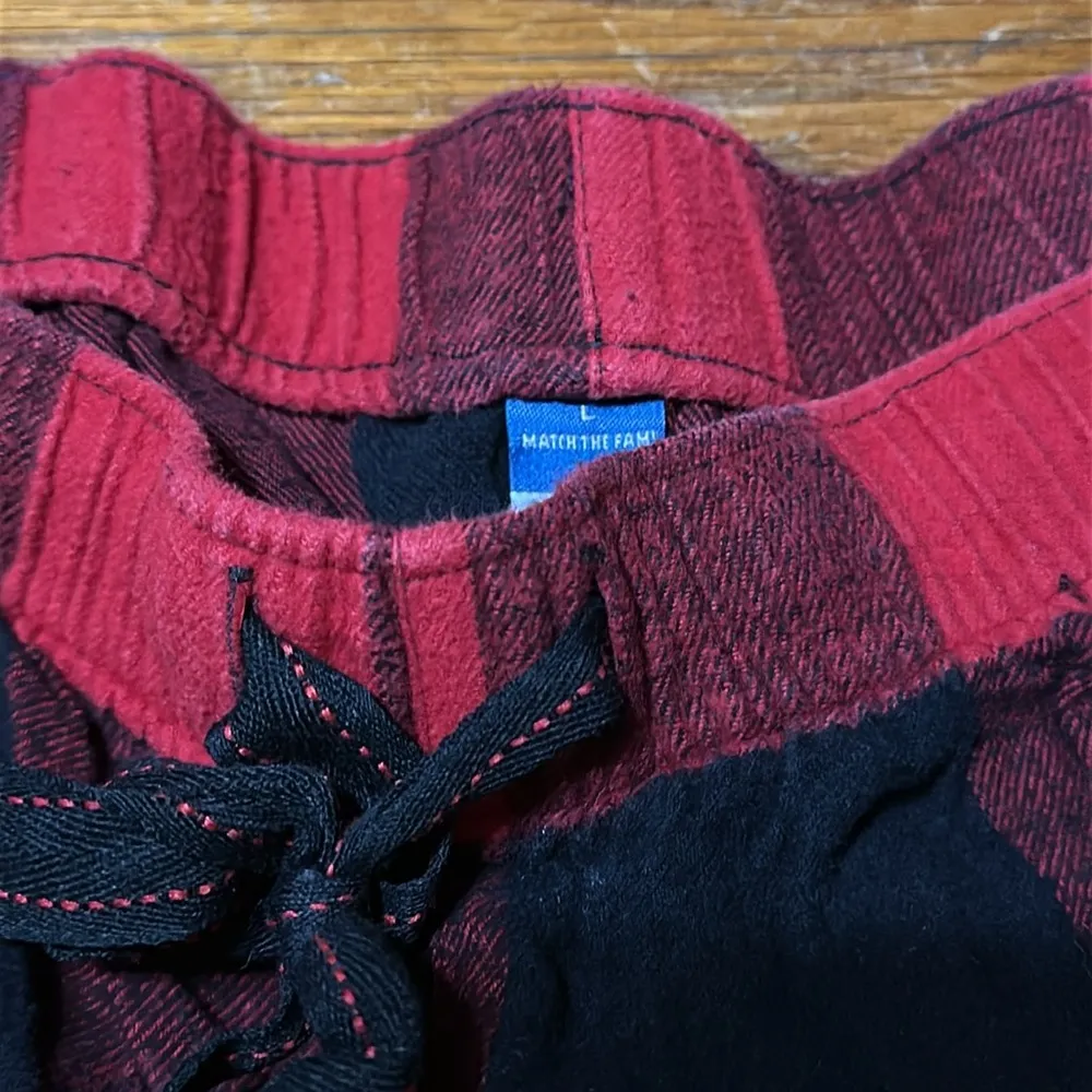 Old Navy “Match the Fam” Red and Black Plaid Flannel Jogger Pants, Large - Image 2