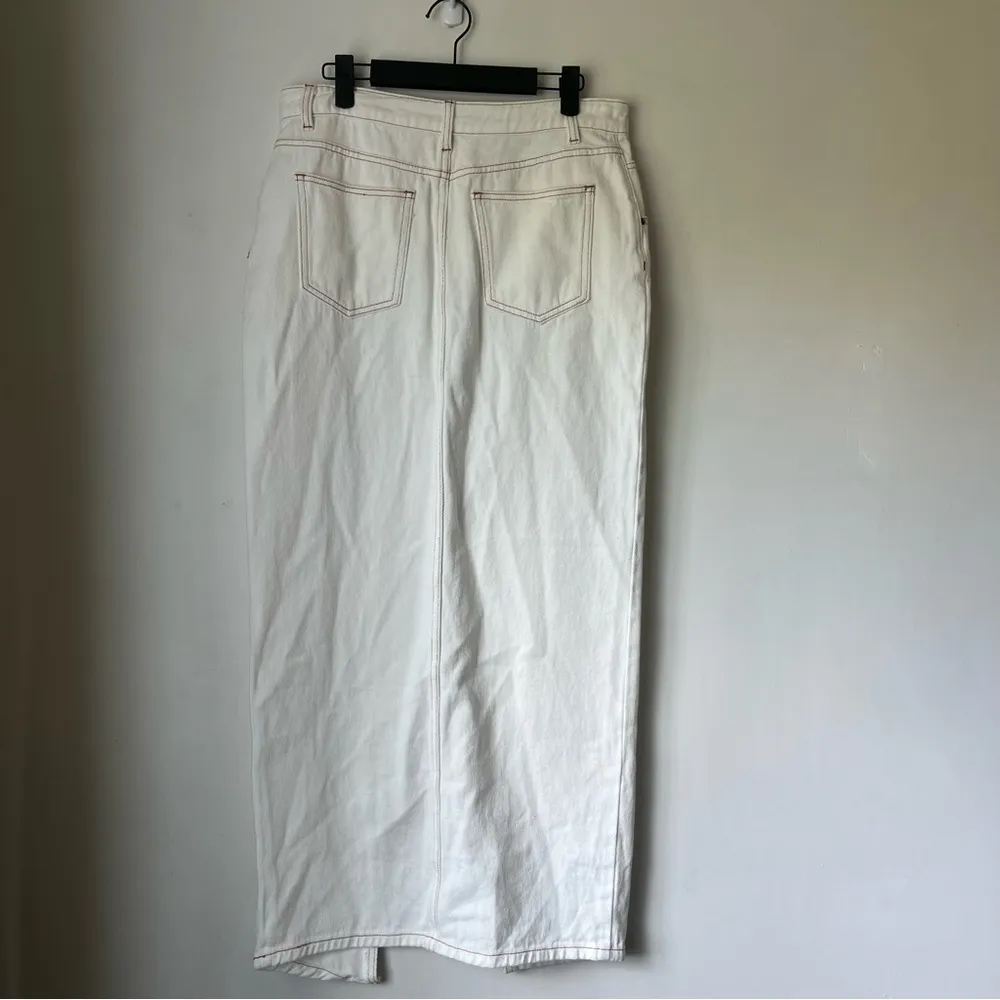 Princess Polly Lioness Barbara White Front Split Denim Midi Skirt M - Image 9