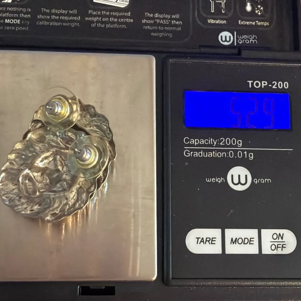 Vintage Silver Tone Pierced Lion Head Earrings Textured 1.25" Estate 5.29g - Image 6