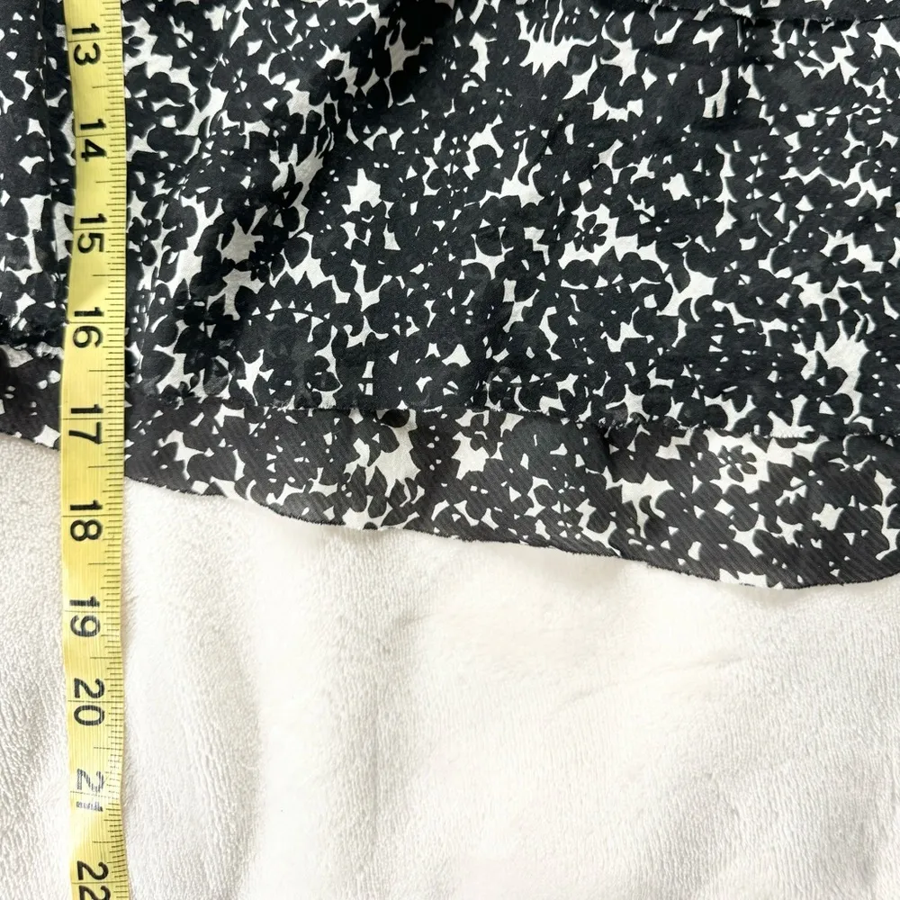 Vintage J.Crew Silk Dark Fairy Ruffle Dainty Leaves Black White Sleeveless Sz 2 - Image 14