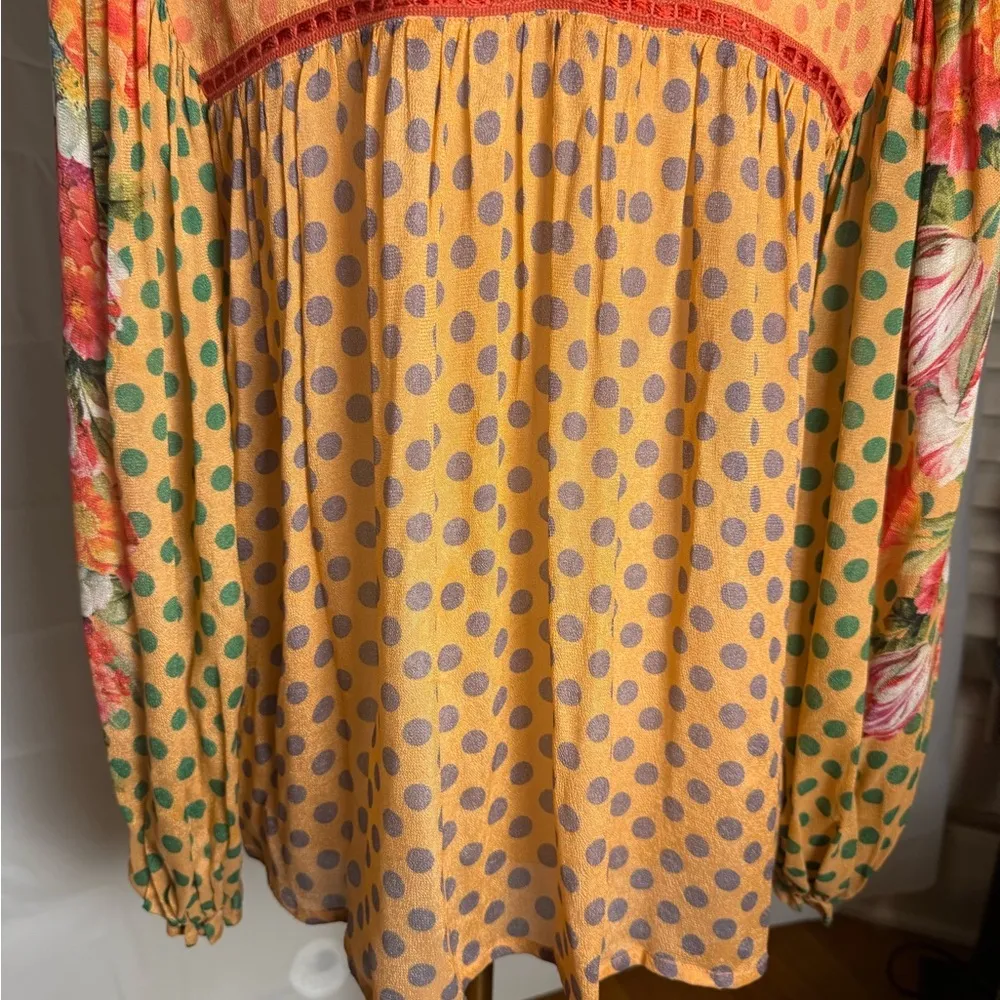 Anthropologie Blink London Orange Boxy Blouse with Bib Collar - Image 5