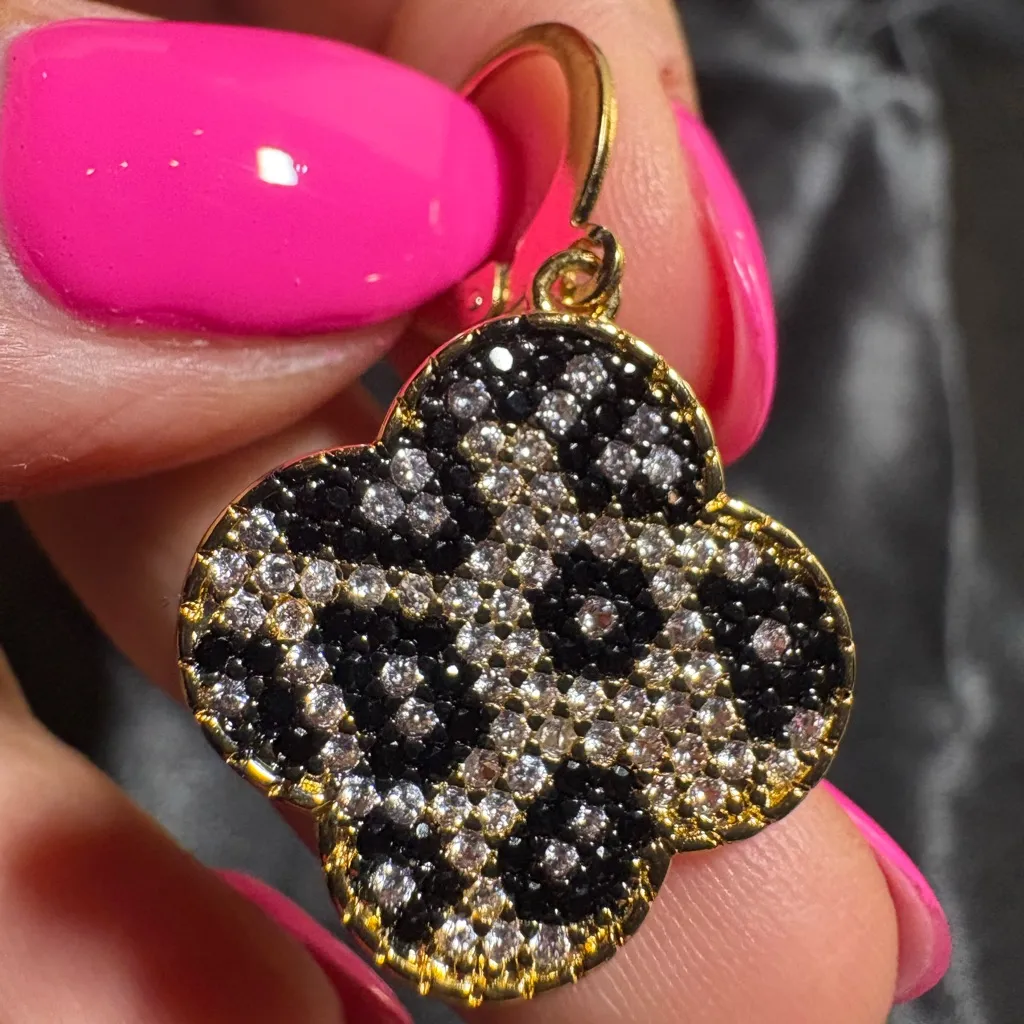 Gold and Black Animal Patterned Earrings - Image 6