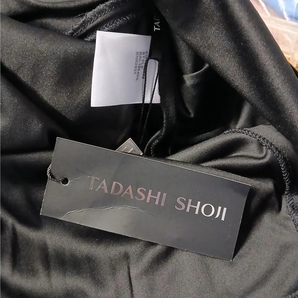 $529 NWT Tadashi Shoji Sabina Velvet Cocktail Dress Size 4 Black Formal Wedding - Image 10