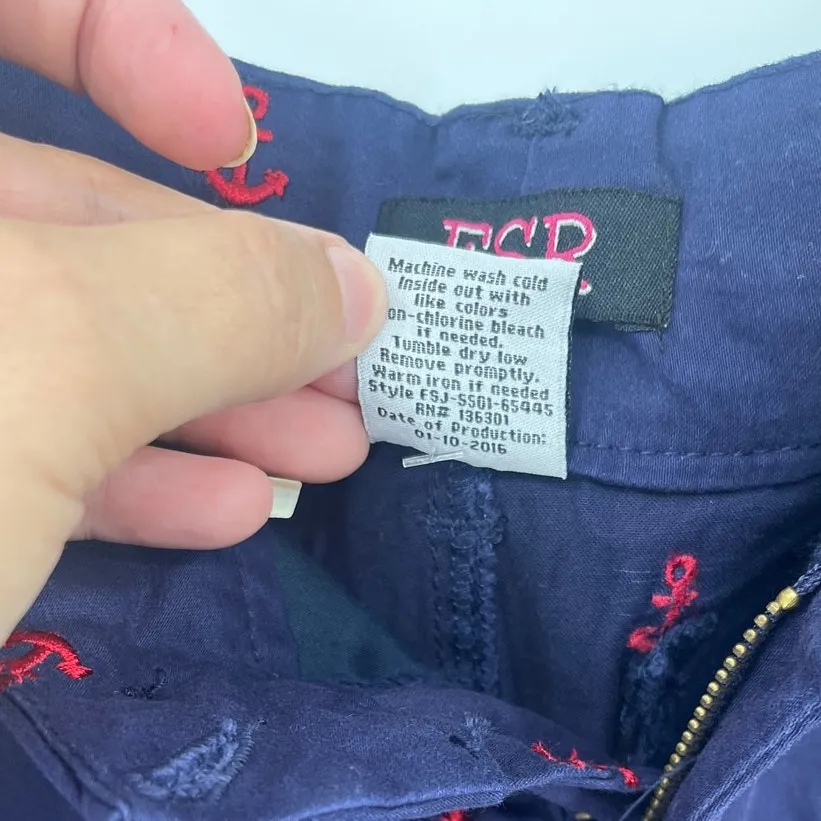 FSR Blue Anchor Embroidered Womens Shorts Sz 5 Nautical Preppy Coastal Summer - Image 10