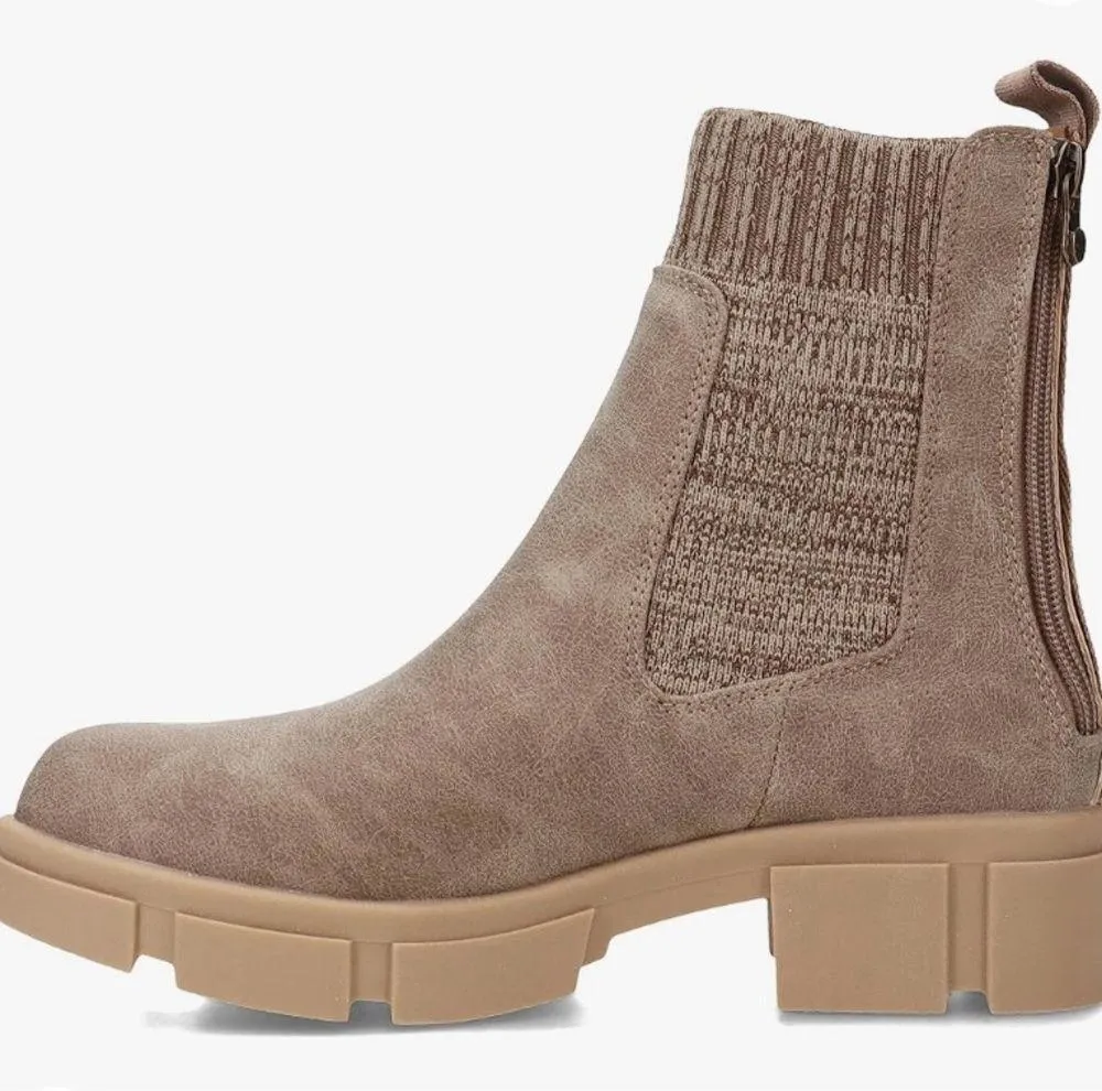 Blowfish Moor Lug Sole Leather Boot (Sz 8.5) Sea Mushroom Prospector/Tech Knit - Image 3