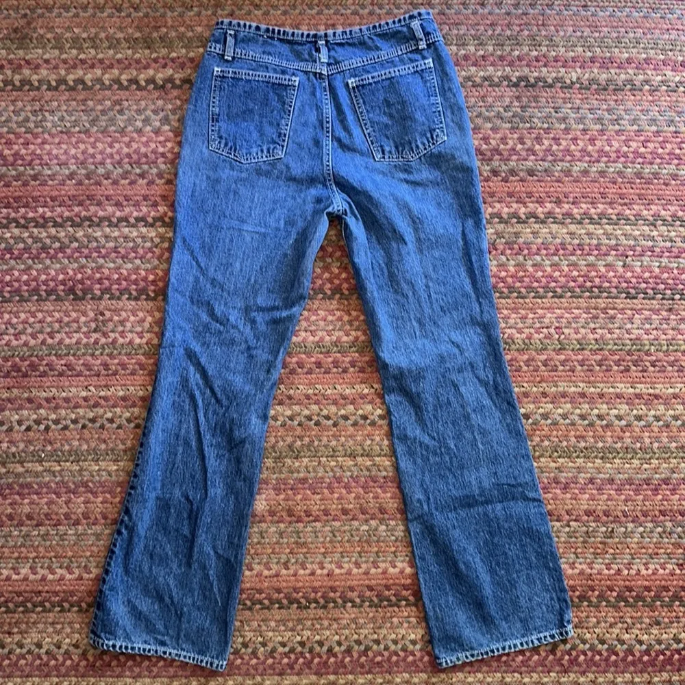 Y2K BUTTON FRONT LOW RISE BUTTERFLY JEANS Blue Size 28 - Image 6