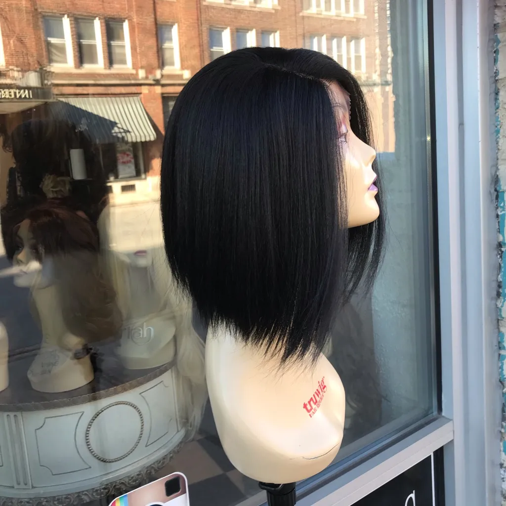 Black blunt cut bob wig short sidePart 2020 Style - Image 8
