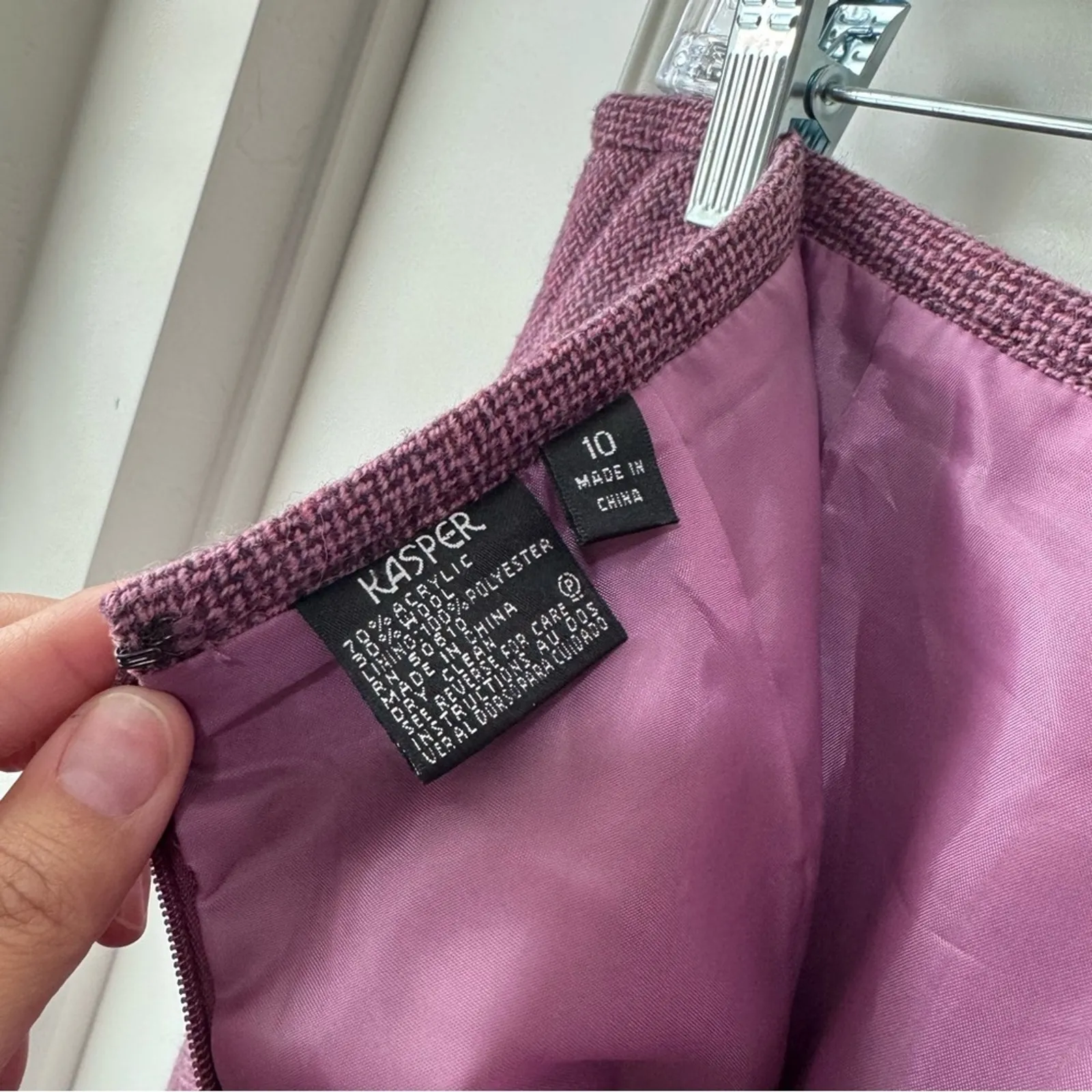 Vintage Kasper Wool Pencil Skirt Purple Tweed 10 - Image 8