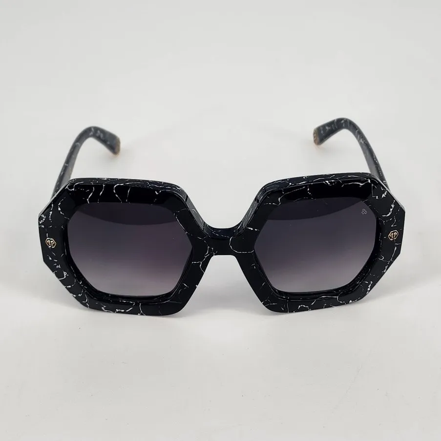 Philipp Plein Black Marble Oversized Hexagon Sunglasses | New in Box - Image 4