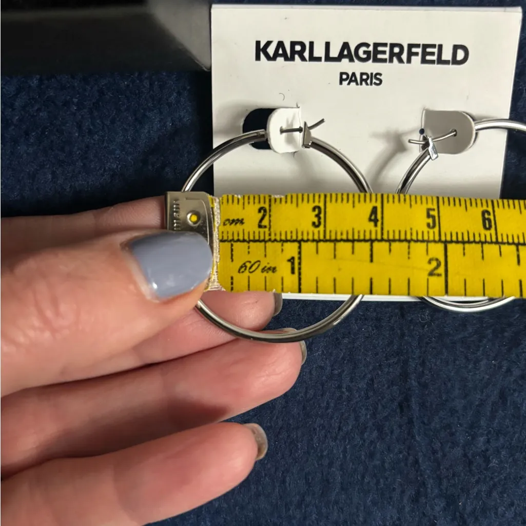 Karl Lagerfeld Silver Star Charm Hoops - Image 4