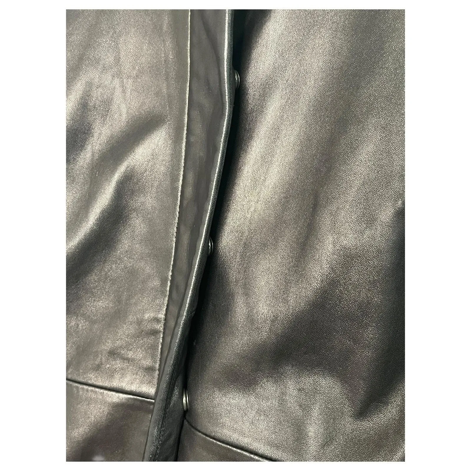 VTG Banana Republic Jacket Womens Medium Black Leather Butter Soft Moto Coat Y2K - Image 7